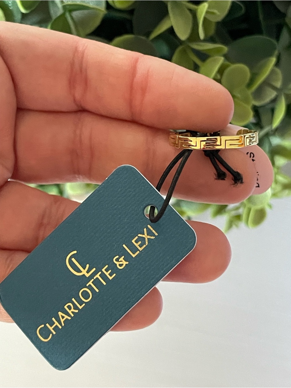 Brand New Charlotte & Alexi Gold over Sterling Silver Greek Key band ring SZ 8